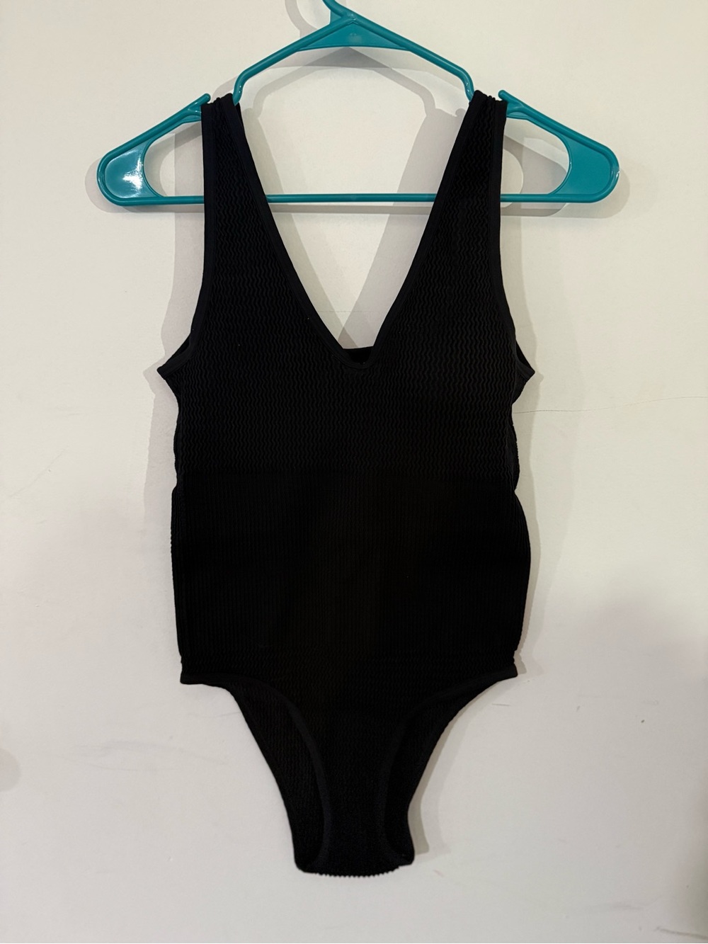 Women’s Black V-Neck One-Piece Swimsuit